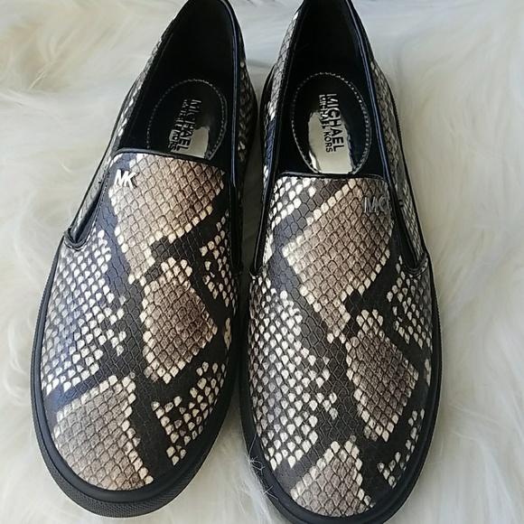 NEW Michael Kors python snakeskin gored sneakers - Picture 3 of 8
